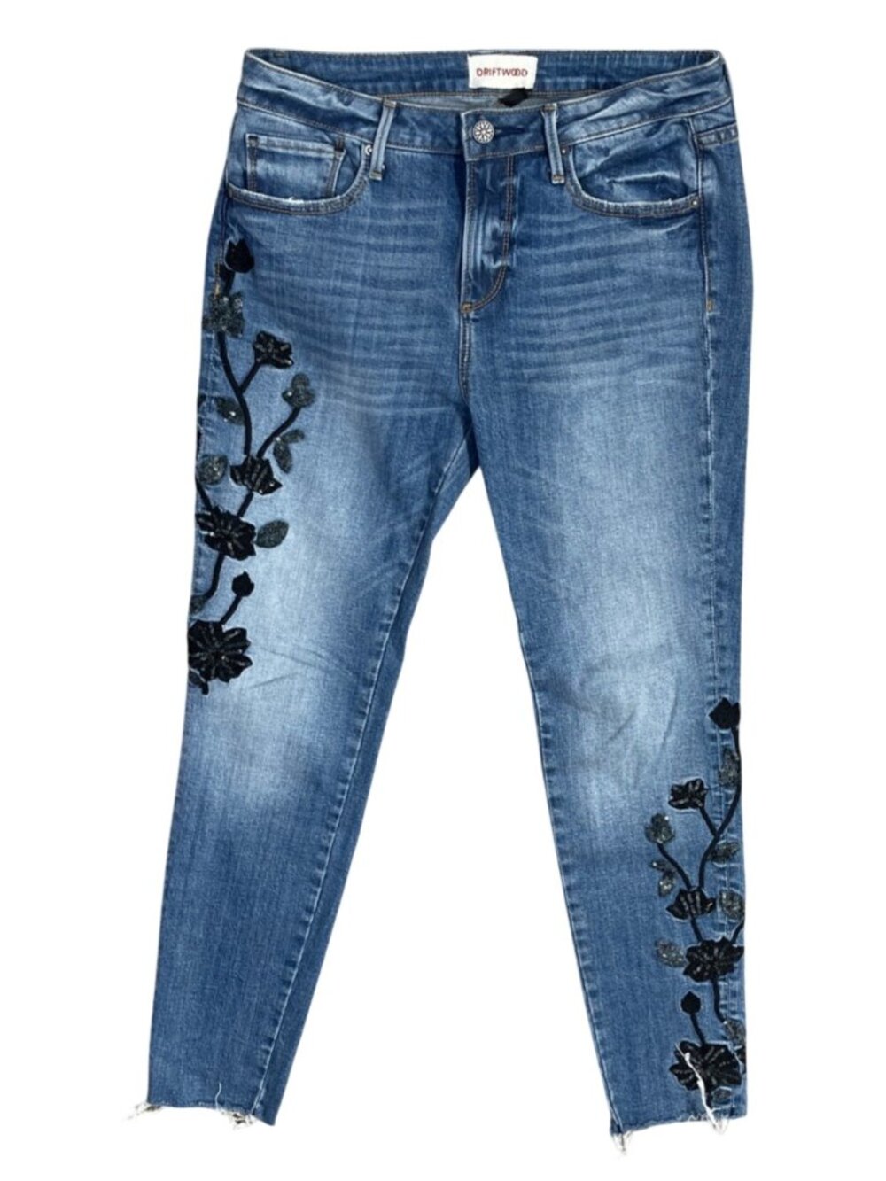 Driftwood Jeans Embellished Sequin Flowers Size 28 Midnight Dream Jackie
